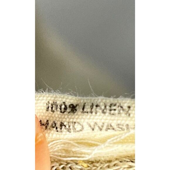 MEGBYDESIGN Sz L Large Beige 100% Linen Button Front Cardigan Sweater - Picture 3 of 8